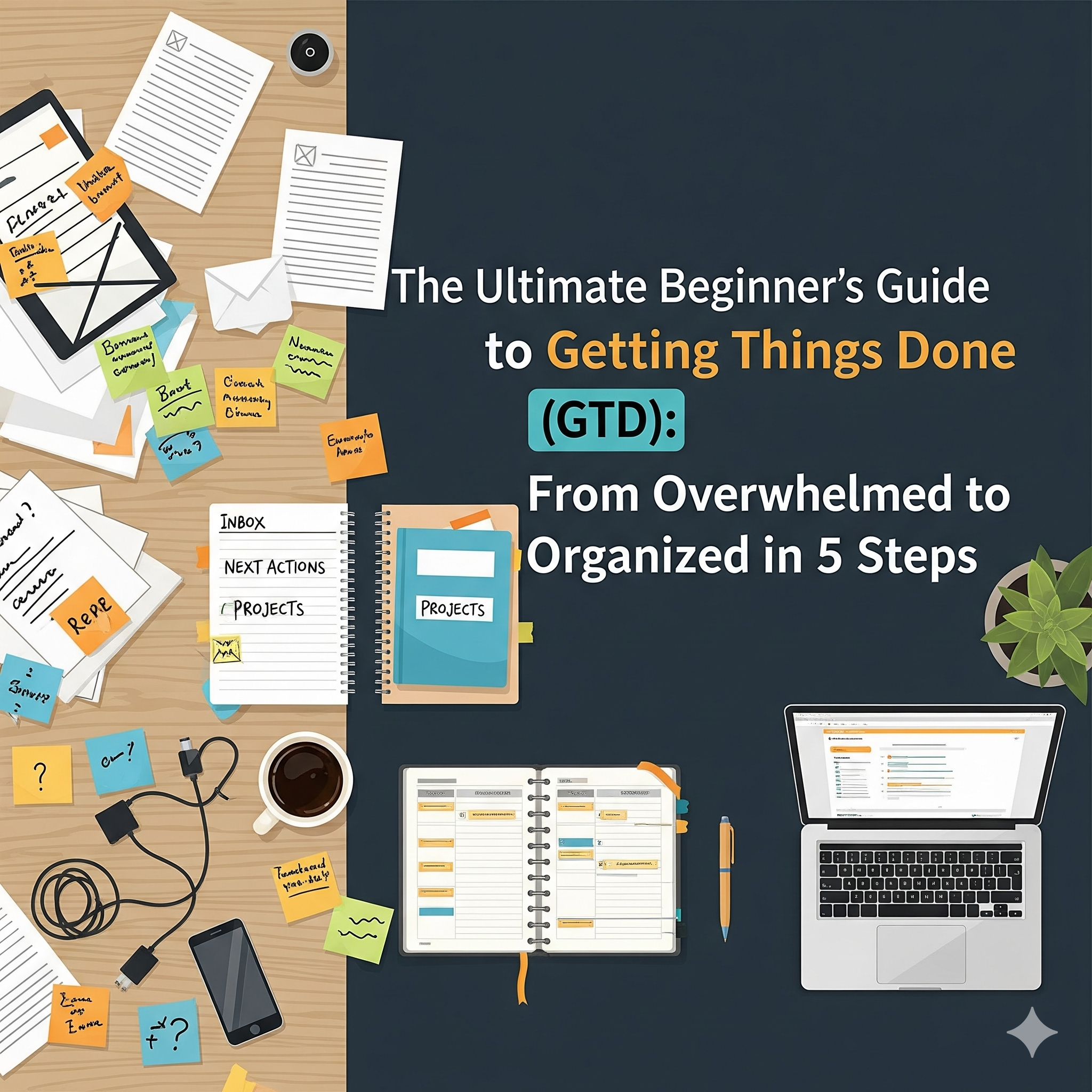 The Ultimate Beginner's Guide to Getting Things Done (GTD): From Overwhelmed to Organized in 5 Steps